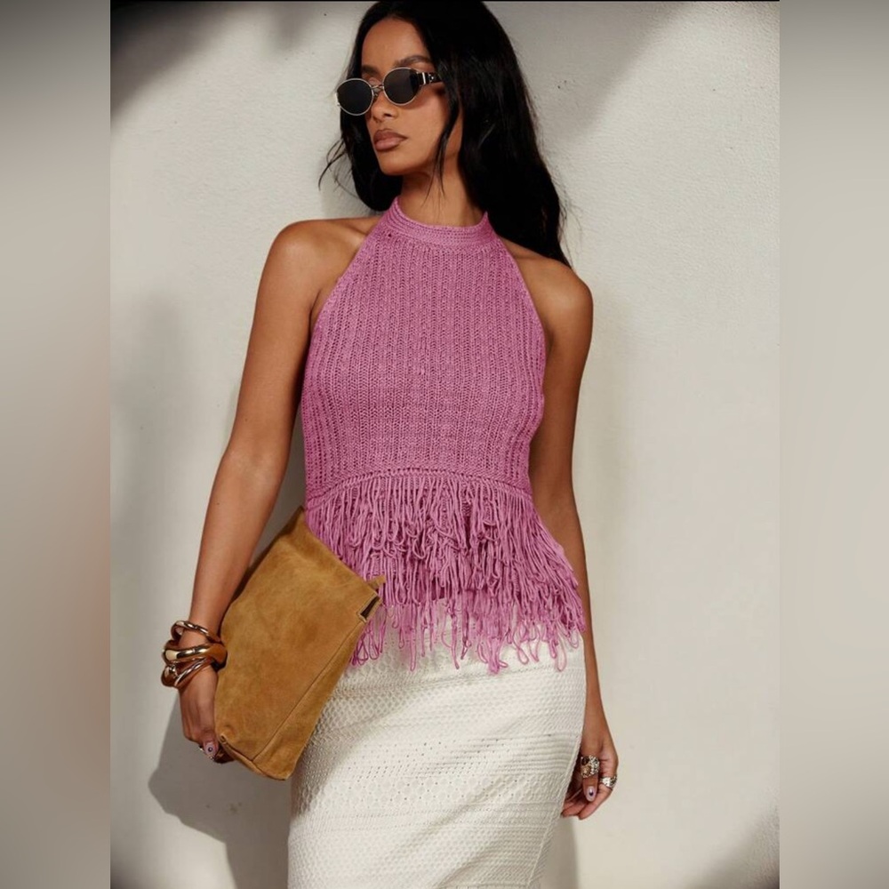 Elegant Pink Halter Top